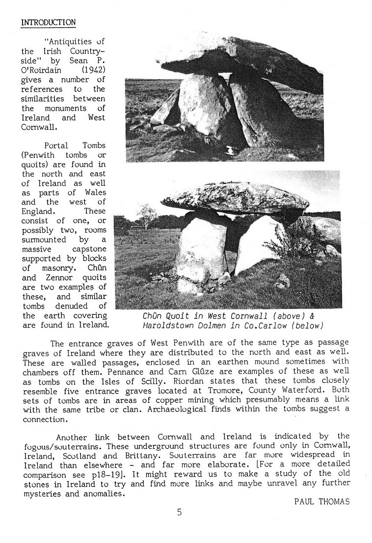 Irish prehistoric sites in Cornwall