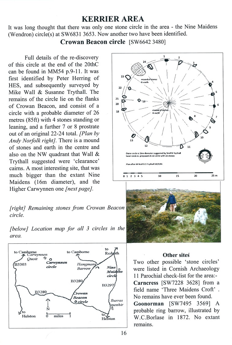 Crowan Beacon stone circle, Kerrier stone circles,